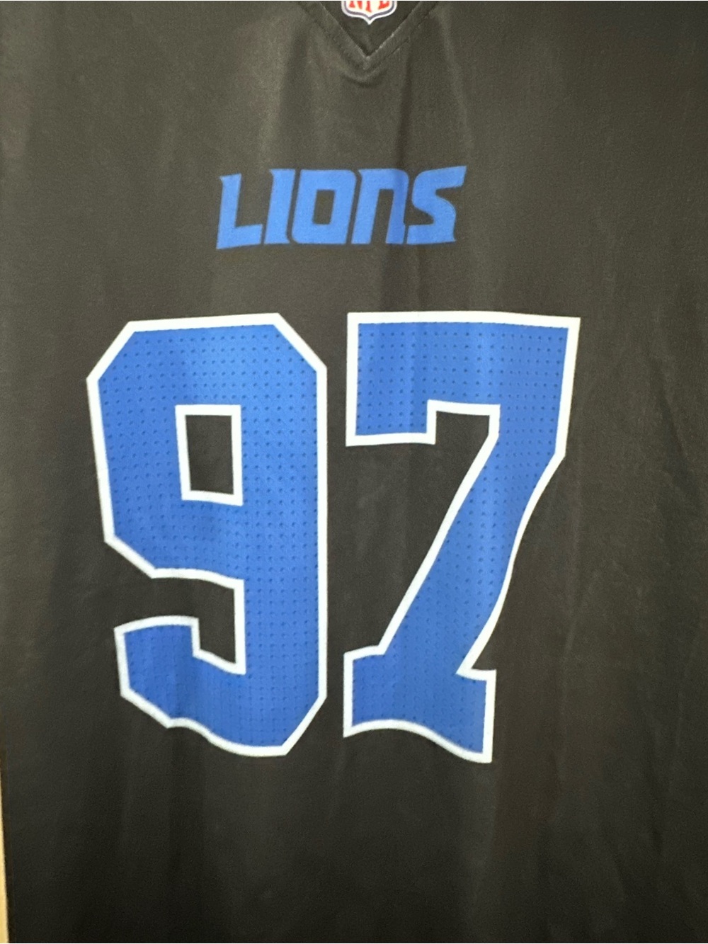 Women’s Detroit Lions #97 Black and Blue Football shirt (jersey style) - Picture 2 of 5